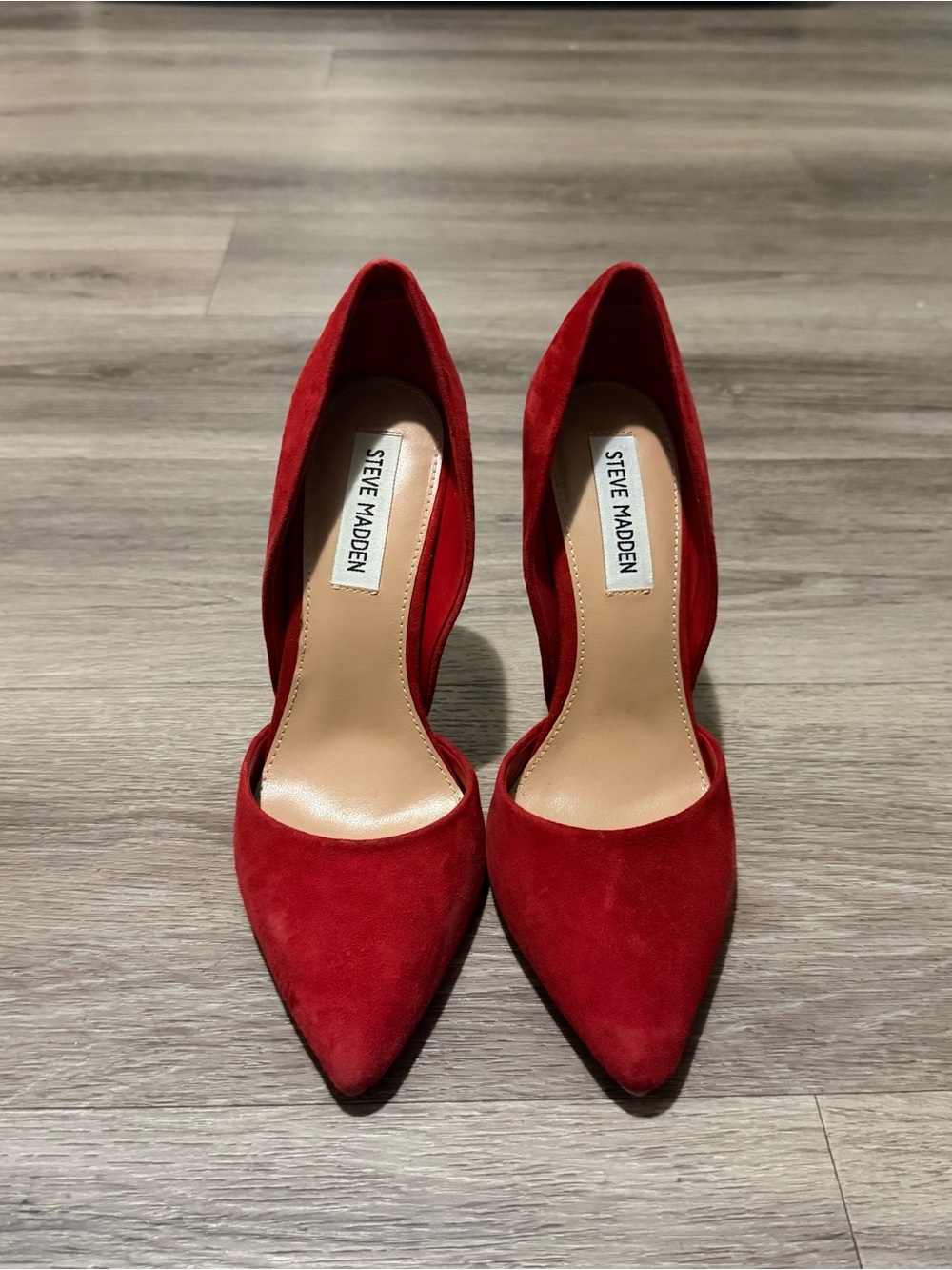 Steve Madden Red Suede D'Orsay Pointed-Toe Heels